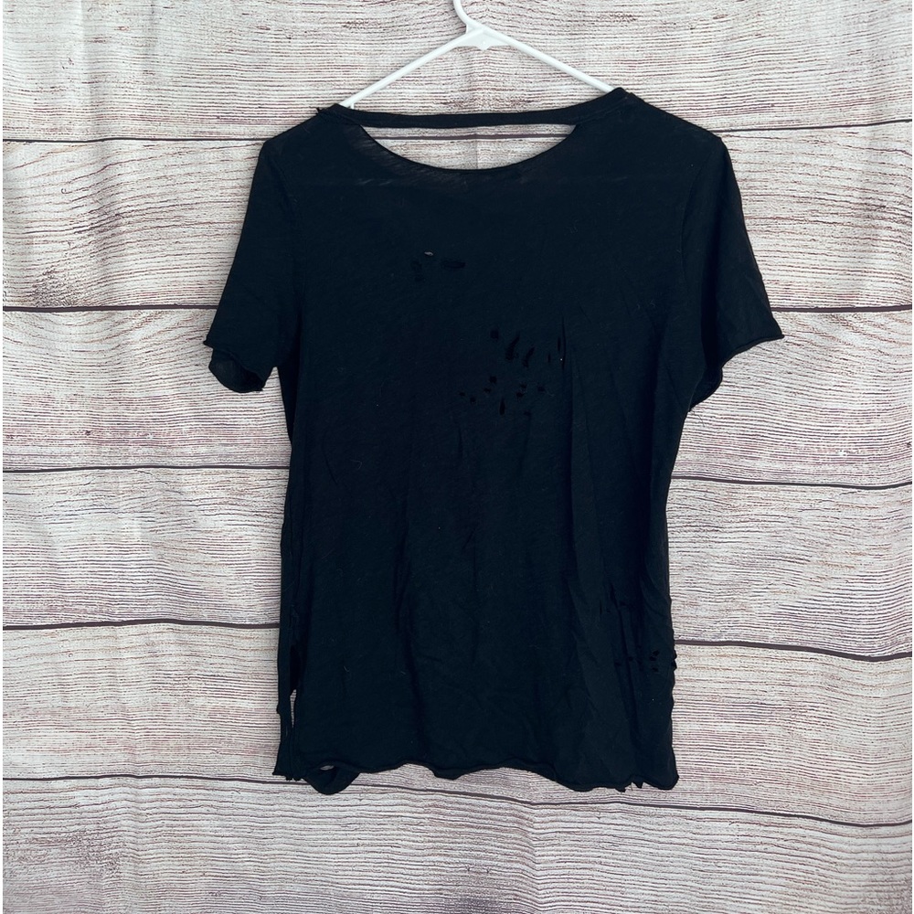 Emory Park distressed sheer black top sz S